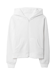 Customized <b>Cropped</b> women's hoodies oversized full <b>zip</b> <b>up</b> hoodies women solid white color comfortable hip hop women's Hoodies - Product Image 4