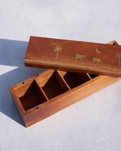 Antique <b>Treasure</b> Storage Chest <b>Box</b> Modern Acacia Wood Tea <b>Box</b> 10 Compartments Multifunction Food Storage Container Lacquer - Product Image 2