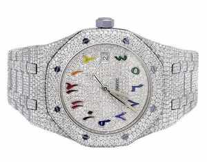 Reloj de Lujo para Hombre con Esfera Árabe Multicolor, Movimiento de Cuarzo, Diamantes VVS, Moissanita y Acero Inoxidable, en Oferta a Bajo Precio - Product Image 2