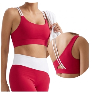 Lavender <b>Strappy</b> Sports Bra With White Trim Low Impact Yoga Fitness Workout <b>Top</b> yoga pilates gym fitness - Product Image 4