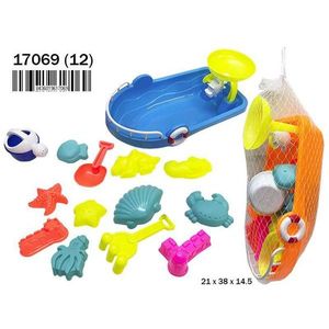 Set di giocattoli da spiaggia 13 pezzi, secchiello per modellare la sabbia, pala, stella marina, conchiglia, granchio, creature marine, divertimento all'aperto per bambini, 21x38x14,5 cm - Product Image 1