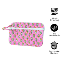Housse de protection matelassée en coton pour ordinateur portable, durable, avec fermeture éclair, multiples poches, écologique, imprimée à la main, douce au toucher