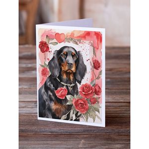 Valentine Roses Tarjetas de felicitación Paquete de 8 tarjetas de notas en blanco A7 Tamaño 5x7 con sobres con diseño caprichoso Gordon Setter - Product Image 2