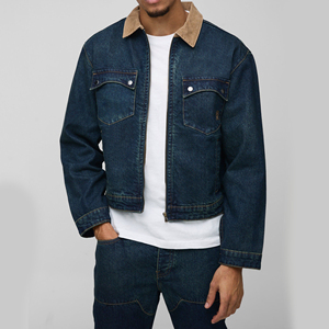 Quality Casual Embroidered Windproof Oversized Drop Shoulder Denim <b>Jeans</b> <b>Jacket</b> for <b>Men</b> Distressed <b>Black</b> 100% Cotton Winter - Product Image 1
