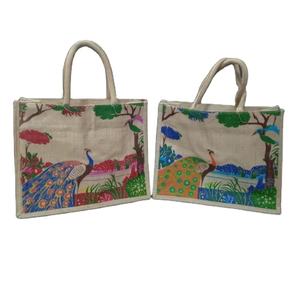 Bolsa de Yute Rectangular Estampada - Diseño Art Deco Ecológico Hecho a Mano 100% Artesanal Ligero para Diwali o Jubilación - Product Image 1