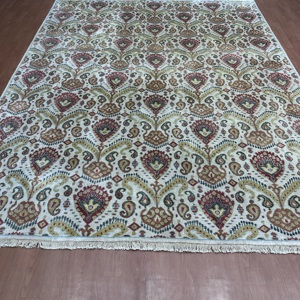 Alfombra Persa de Seda Anudada a Mano de Lujo, 8x10 Pies, Hecha a Mano, Tradicional, Color Crema Beige, con Diseño Floral Oriental - Product Image 6
