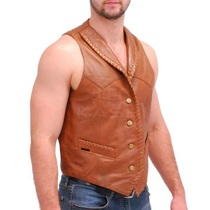 Chaleco de Lona y Cuero Premium para Hombre, Talla Grande, Estilo Moderno, Ecológico, Transpirable, Ropa Exterior Informal para la Moda Actual - Product Image 2