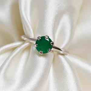 Bague de fiançailles en onyx vert en argent sterling 925, pierre précieuse ronde taille brillant, faite à la main, plaquée or 14 carats, pour mariage et fêtes - Product Image 2