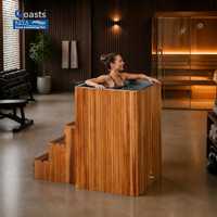 Bain froid carré en cèdre rouge et acier inoxydable pour salle de sport et spa, avec refroidisseur intelligent Wi-Fi 1HP, prêt DDP