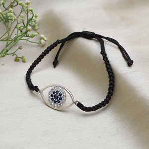 Wholesale 925 Sterling Silver Evil Eye <b>Bracelet</b> with Blue Sapphire Stones <b>Bracelet</b> For Women Classic Adjustable Jewelry Gift - Product Image 3
