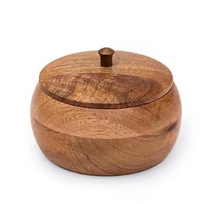 กล่องไม้เนื้อแข็งขนาดใหญ่สำหรับใส่โรตี ทำด้วยมือ พร้อมฝาปิด - Product Image 3