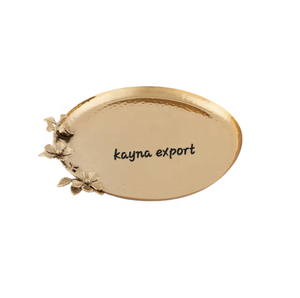 Nueva Bandeja Ovalada de Metal Hecha a Mano con Patrón Abstracto, Diseño Moderno, Función Móvil, Acabado en Color Cobre, Bandeja de Acero Inoxidable - Product Image 6