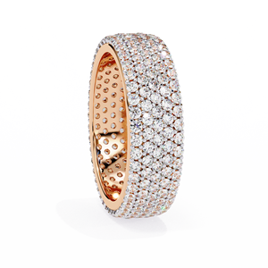 Bague Éternité Femme en Or Jaune avec Moissanite, Taille Ronde Brillante, Sertissage Pavé, Bijou de Mariage de Luxe - Product Image 6