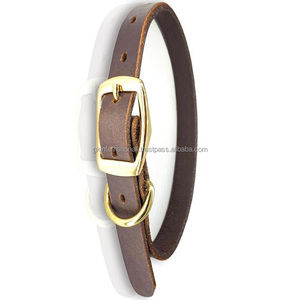 Collar de cuero para perro, hardware resistente, grano completo, ultra suave y cómodo, collar de cinturón grueso de piel de vaca genuina para mascotas pequeñas y medianas - Product Image 5