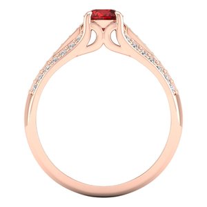Bague Solitaire REYES en Or 14K de Qualité Supérieure avec Pierre Précieuse Grenat et Moissanite, Design Classique, Cadeau Idéal pour Mariage et Anniversaire, Bijoux - Product Image 4