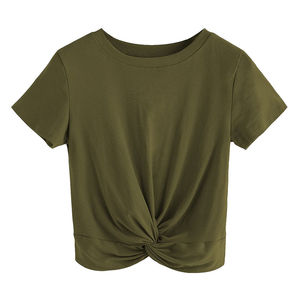 เสื้อยืดเอวลอยสำหรับผู้หญิงทรงเข้ารูปแห้งเร็วเสื้อครอปไซส์และสีตามสั่ง - Product Image 5
