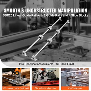 Set di Guide Lineari SFC20 1000mm con 2 Guide, 4 Blocchi Scorrevoli e 4 Supporti per Macchine CNC (Acciaio) - Product Image 2