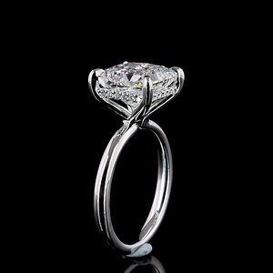 IGI Certified 5 Carat Princess Cut Lab Diamond Moissanite Engagement Ring 18K White Gold Pave Accent Solitaire Wedding Ring - Product Image 4