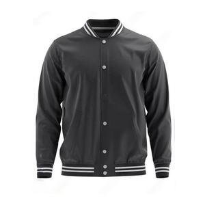 Chaqueta universitaria para hombre de alta calidad de fabricante OEM, chaqueta universitaria de Letterman teñida lisa con soporte informal y bordado de béisbol personalizado - Product Image 1