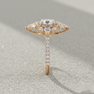 Anillo de compromiso Stonewels Empress Diamond Halo chapado en oro rosa con engaste de púas certificado - Product Image 4