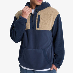 Sweat-shirt à capuche mi-zippé en polaire pour homme, avec poche, en tissu tricoté respirant, coupe oversize, pour l'automne, style décontracté, 340g - Product Image 4
