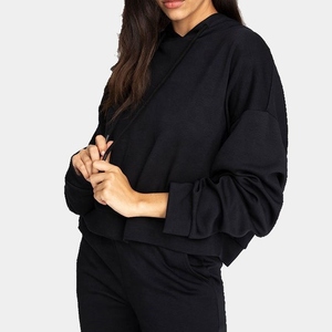 Lady <b>Crop</b> <b>Top</b> Hoodies Elegant Winter Outfit Smooth Cloth Fresh Appearance <b>Golden</b> - Product Image 3