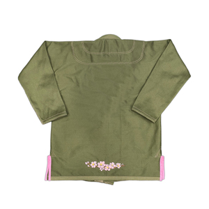 เสื้อแจ็คเก็ต BJJ ปักลายมือสีเขียว ผ้าฝ้าย ยูนิเซ็กซ์ สำหรับศิลปะการต่อสู้ ทรงหลวม สไตล์ผู้ใหญ่ ลายดอกไม้ - Product Image 5