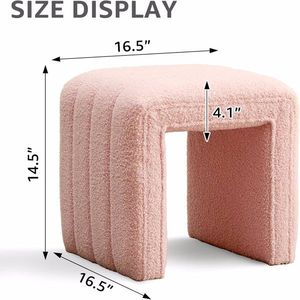 Pouf Moderno in Velluto Teddy per Casa e Hotel, Poggiapiedi, Sgabello per Toeletta, Panca Portascarpe per Camera da Trucco, Soggiorno, Ingresso, Ufficio - Product Image 5