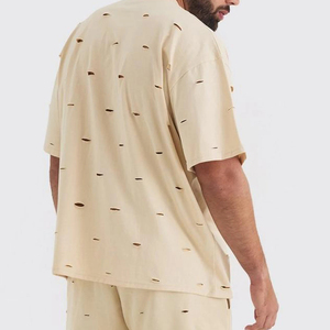 Camisetas Modernas de Corte Regular con Efecto Desgastado para Hombre, 100% Algodón Ecológico, Color Personalizado, Logotipo Personalizado Ligero - Product Image 2