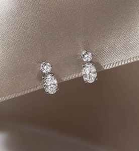 Boucles d'oreilles pendantes classiques ovales en diamant, certifiées IGI, en or massif, diamants de laboratoire CVD HPHT, solitaires à double pierre, cadeau pour mariage ou fête - Product Image 2