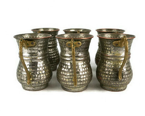 Juego de 6 Tazas de Cerveza de Metal Martillado Vintage con Asas, Borde de Cobre, Taza de Aluminio, Colección 2026, Juego de Tazas de Cobre Ayurvédicas - Product Image 5