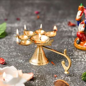 NEHA ENTERPRISES Elegant Flame Holder Brass Diya <b>Oil</b> Deepak Pooja Prayer <b>Lamp</b> Traditional Art Deco Home Temple Decoration - Product Image 2