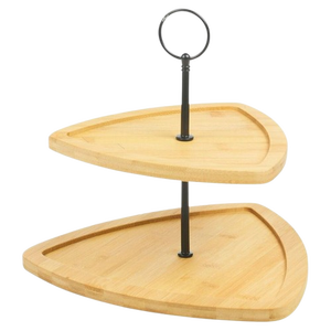 Two Tier Wooden Cake <b>Stand</b> Triangle Shape Reusable Hand Wash Only - Product Image 1