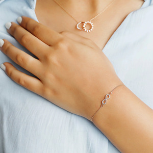 Rose Gold <b>Infinity</b> Lab Grown Diamond Station <b>Bracelet</b> - Product Image 3