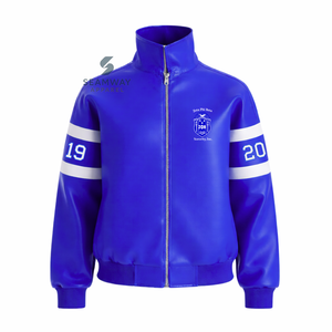 Chaqueta de Cuero PU Zeta Phi Beta Estilo Racing para Mujer, Chaqueta de Motociclista con Bloques de Color, Chaqueta de Carreras de Alta Velocidad - Product Image 2