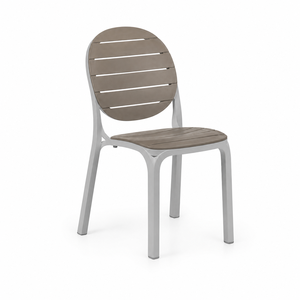 Armless Plastic <b>Chair</b> with Wood Grain Finish and Durable Lightweight Design for Indoor and <b>Outdoor</b> Use - Product Image 1