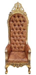Chaise royale vintage à dossier haut avec dossier capitonné pour trône de mariage, scène de mariage, hôtel, banquet, événement - Product Image 2