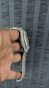 Reloj de pulsera de acero inoxidable con diamantes de moissanita, estilo hip-hop, con incrustaciones, de gran demanda, para la moda, disponible al por mayor. - Product Image 4