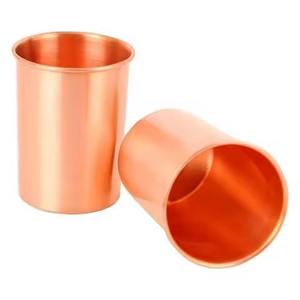 Gobelet à boire en cuivre à parois droites, ouverture supérieure, design minimaliste, tasse à boisson quotidienne, vaisselle indienne en métal pour la maison et la salle à manger - Product Image 1