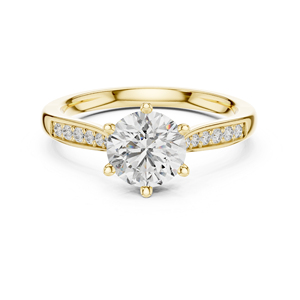 Bague en or jaune 14 carats avec diamant rond de 1,26 carat cultivé en laboratoire, certifié IGI, pour femme |   Vêtements de soirée - Product Image 1