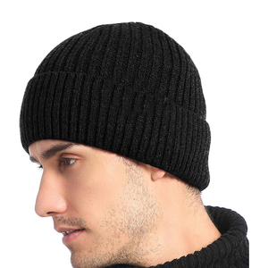 <b>Men</b> <b>Winter</b> Beanie <b>Cap</b> Custom Knitted Warm Cuffed Hat Casual Outdoor Headwear Wholesale Private Label OEM Bulk Factory Supplier - Product Image 1