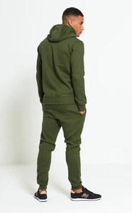 Chándal con Capucha para Hombre, Color Verde Oliva, Cierre de Cremallera, Corte Regular, Color Sólido, Estilo Casual para Otoño, 100% Algodón, Peso Medio - Product Image 2