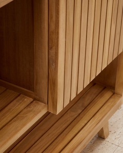 Meuble de salle de bain en teck durable de style nordique avec étagère ouverte et placard à lattes, rangement de luxe pour hôtel, exportateur de meubles de Jepara - Product Image 3