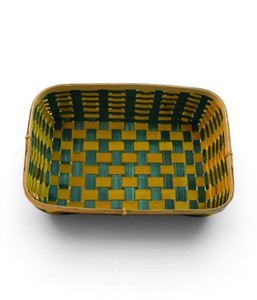 Cesta de Bambú Artesanal con Color |   Cesta de Servir Decorativa Tejida de Bambú |   Bandeja Ecológica para Almacenamiento y Exhibición - Product Image 3