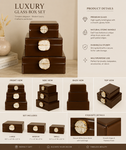 Luxury Dark Brown Color Mirror <b>Glass</b> Decorative Storage Box Key <b>Knob</b> Premium Jewelry Vanity Organizer Boxes Home Decor Lacquer - Product Image 2
