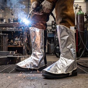 Leather Industrial Safety Foot Protection Welded Spats Gaiters <b>Sparks</b> Resistant Workplace Fire Protection 500C-1000C Heat - Product Image 5