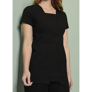 Tunique décontractée pour femme, haut de salon de beauté, chemise uniforme à manches courtes pour thérapeute de spa, chemisier de travail boutonné tissé pour coiffeuse et massothérapeute - Product Image 3
