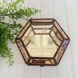 Modern Rose Gold Hexagonal <b>Glass</b> Jewelry <b>Box</b> Transparent Geometric <b>Glass</b> Ring <b>Box</b> Trinket Organizer Display Holder For Sale - Product Image 6