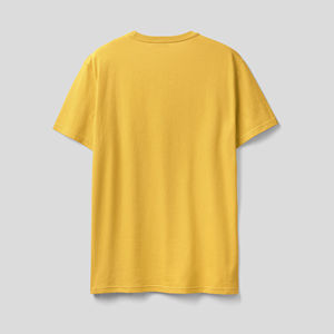 เสื้อยืดคอกลมแขนสั้นสีเหลืองล้วนทรงปกติสำหรับผู้ชาย ผ้าเจอร์ซีย์ถักจากเส้นใยสแปนเด็กซ์รักษ์โลก น้ำหนัก 180 กรัม - Product Image 5