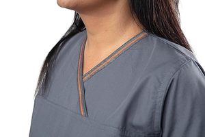 Unisex Gray V-Neck <b>Doctor</b> Scrub <b>Set</b> with Spandex Cotton Fabric Needle Detection Hospital Use Pants Included - Product Image 3